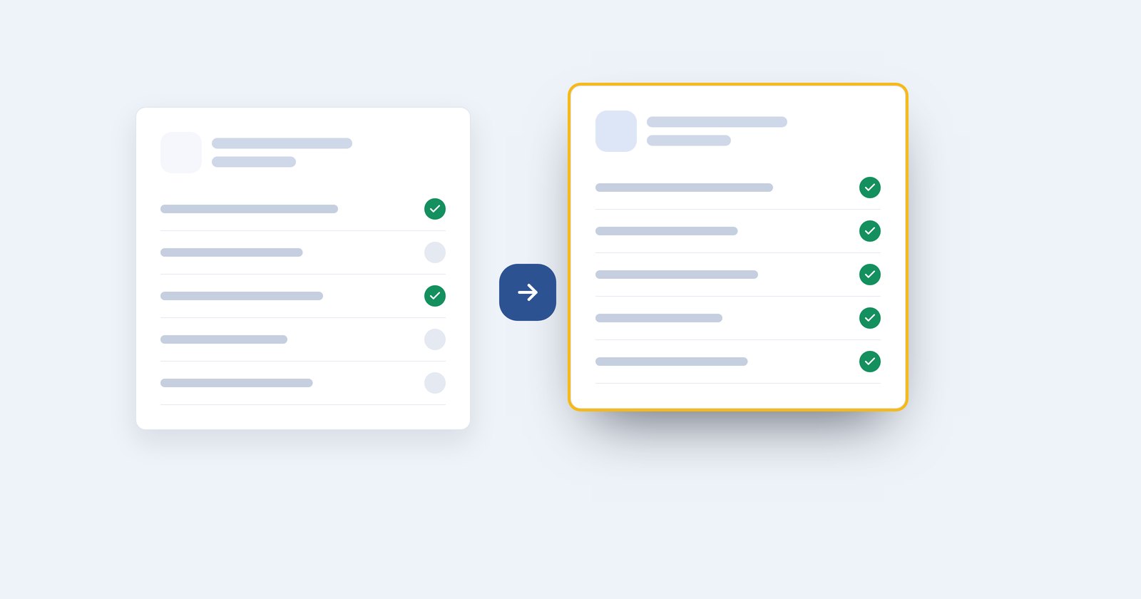 Two software comparison cards side by side, one highlighted